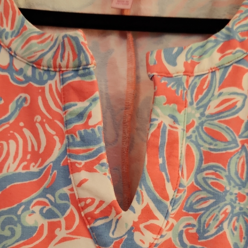 Lilly Pulitzer Estrada Pink Sun Ray Summer Siren French Terry Shift Dress XL - Picture 6 of 9
